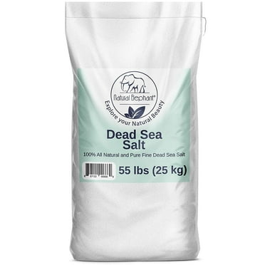 Dead Sea Salt Fine Grain 55 lb Bulk (25 kg) by Natural Elephant 100% Natural & Pure for Psoriasis Eczema Acne & Other Dermatological Needs