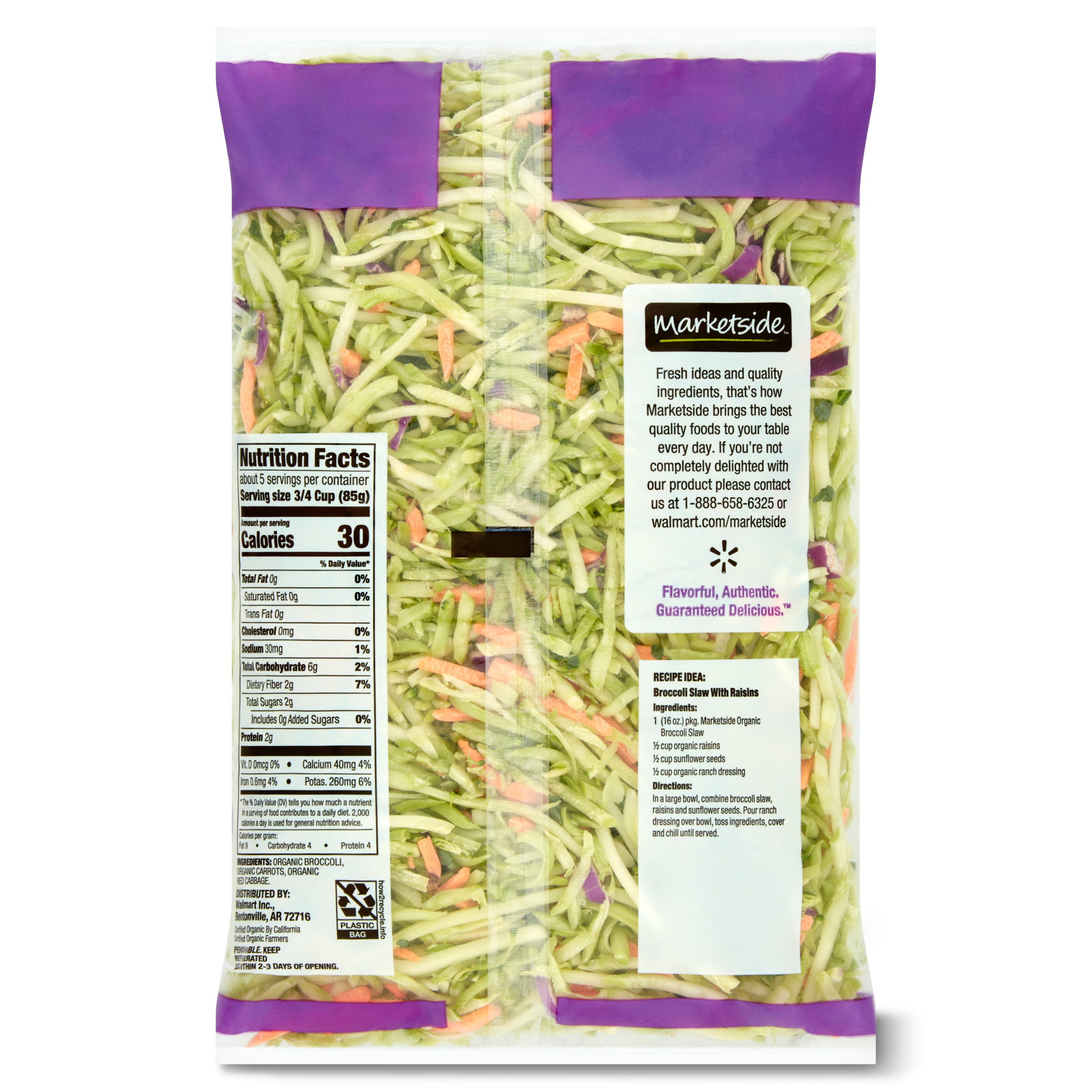 Marketside Organic Fresh Broccoli Slaw, 16 oz