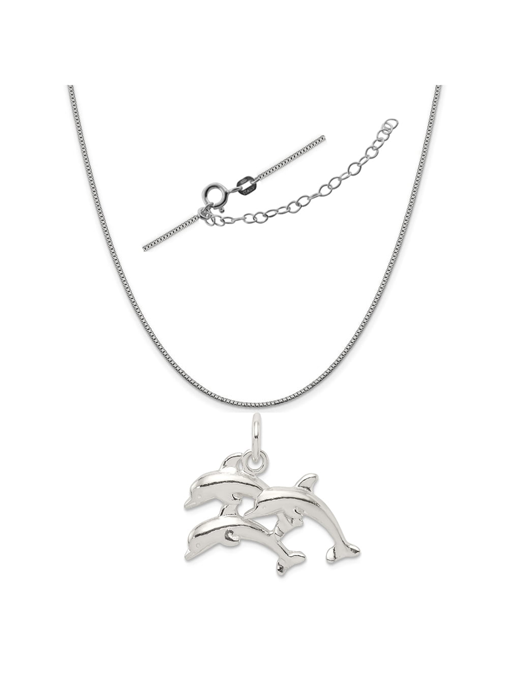 18 Mireval Sterling Silver Black Enamel Cat Charm on a Sterling Silver Carded Box Chain Necklace
