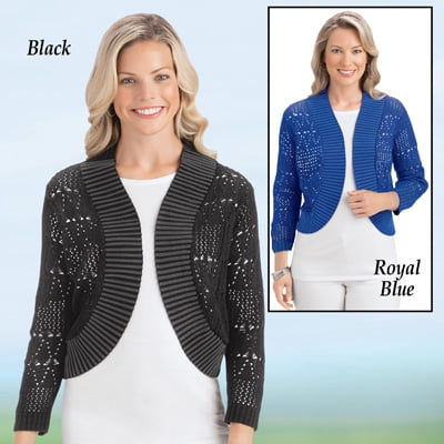 Collections Etc Women's Pointelle Shrug 