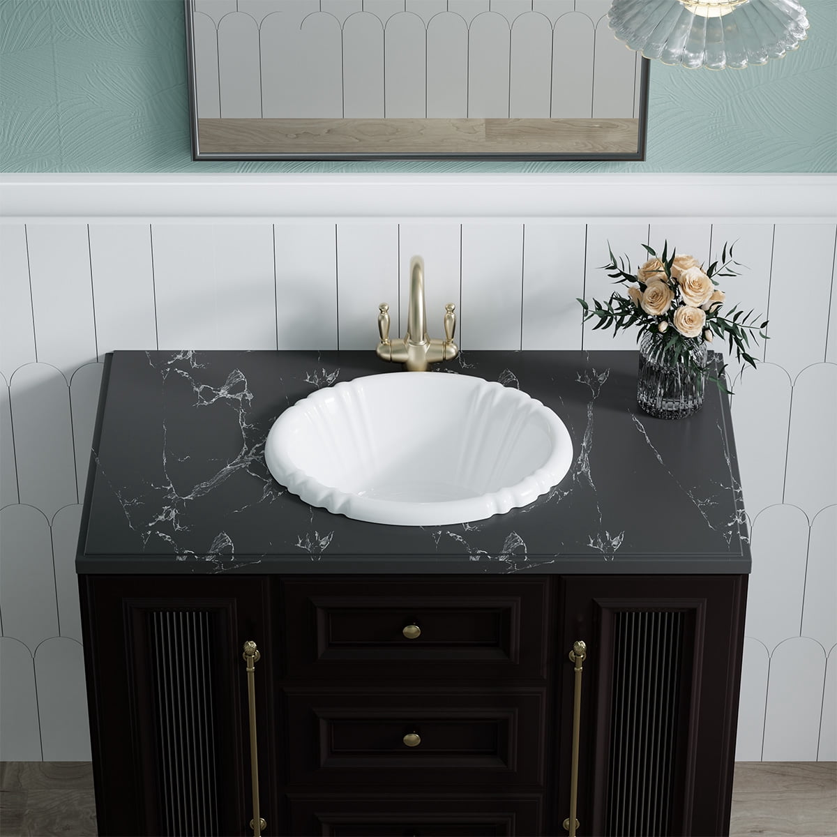 Oval Drop-in Bathroom Sink in White