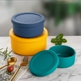 thumbnail image 3 of Silicone Lunch Container Durable High Temperature Resistant Lunch Box for Storing Kids Snacks Takeout Leftovers  Green, 3 of 7