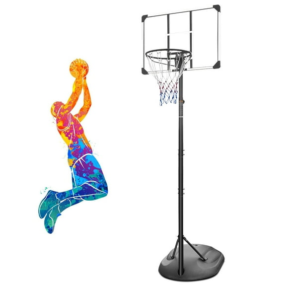 HooKung Portable Basketball Hoop Height Adjustable Basketball Goal 7.5ft - 9.2ft with 32 Inch Backboard and Wheels for Adults Kids Outdoor