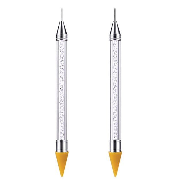 Nail Rhinestone Picker Dotting Tool , Dual-ended DIY Nail Art Tool With Acrylic Handle