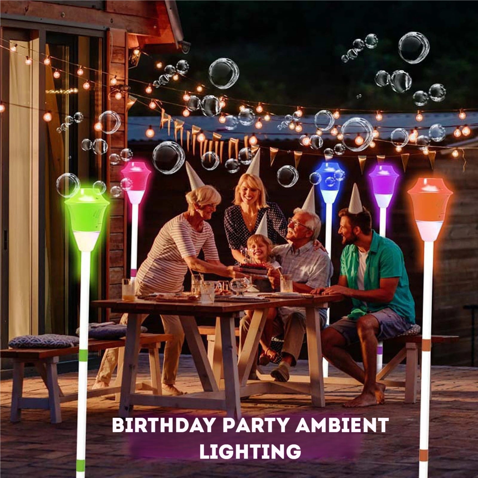 Glow Burst Bubble Fountain, 47” Adjustable Vertical Bubble Blower with Water-Filled Stable Base, Battery Powered with Music & 3-Level Height for Outdoor Parties, Weddings & Kids Events