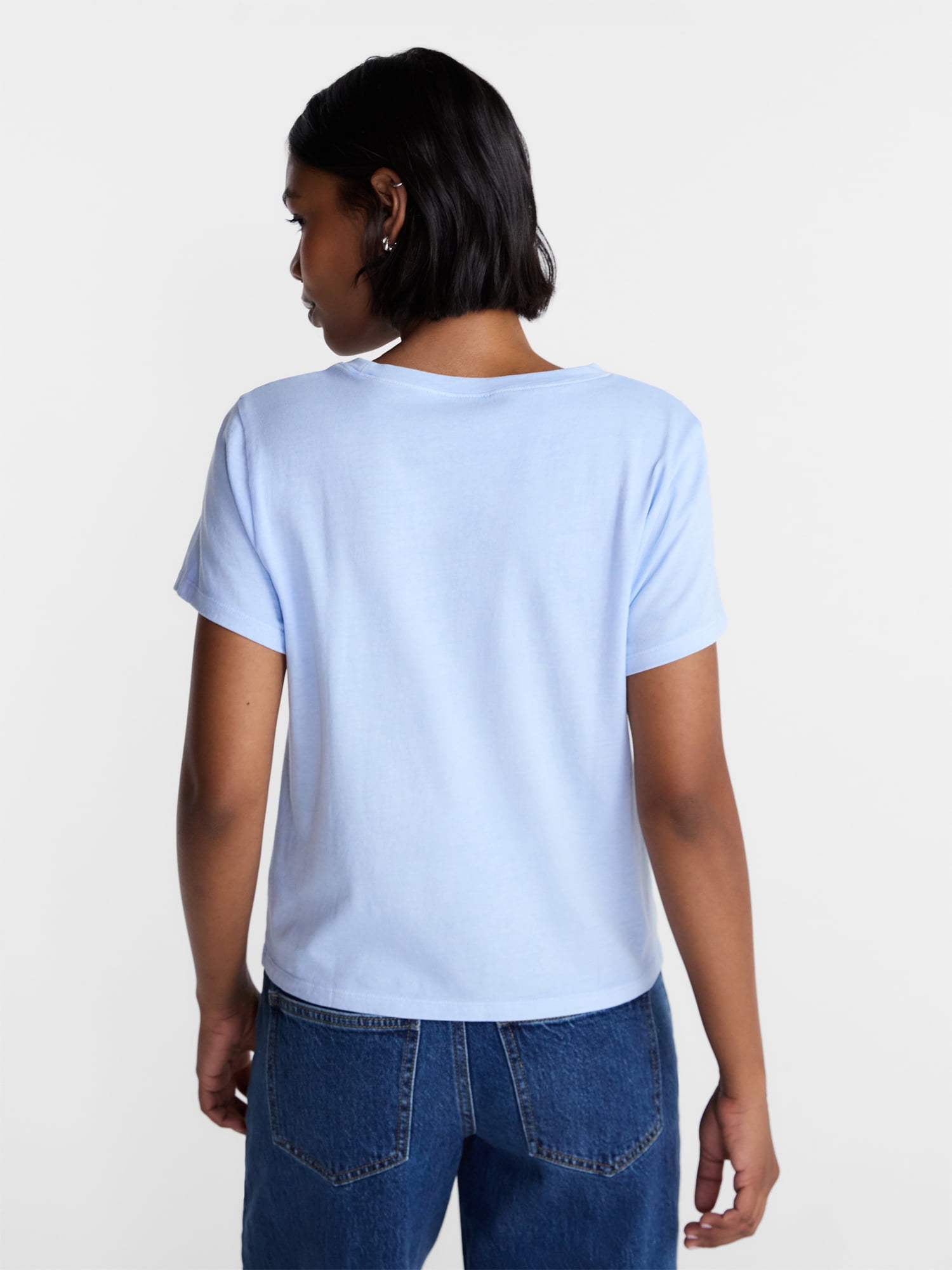 No Boundaries Washed Relaxed Fit Cotton Tee, Women's XXS-XXL