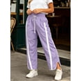 thumbnail image 3 of Women's Baggy Wide Leg Pants Casual Drawstring Elastic Waisted Contrast Color Workout Y2K Track Pants, 3 of 6