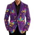 thumbnail image 4 of Men's Corduroy Blazer - Carnival Printed Warm Pocket Casual Suit Jacket, Dark Purple, XL, 4 of 6