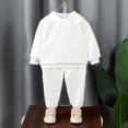 thumbnail image 3 of Afuyipoi Boys and Girls Textured Long Sleeve Crewneck Pullover and Activewear Pants Set 100% Cotton 2-12Y White Size 6, 3 of 6