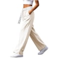 thumbnail image 2 of LIaqionyy Women's Straight Leg Pants Drawstring Elastic Waist Casual Lightweight Fashion Trousers with Pockets, 2 of 9