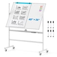 thumbnail image 1 of Costway Tableau Blanc Mobile Magnétique Réversible Double Face 48"x36 Pouces à Hauteur Réglable Blanc, 1 of 10