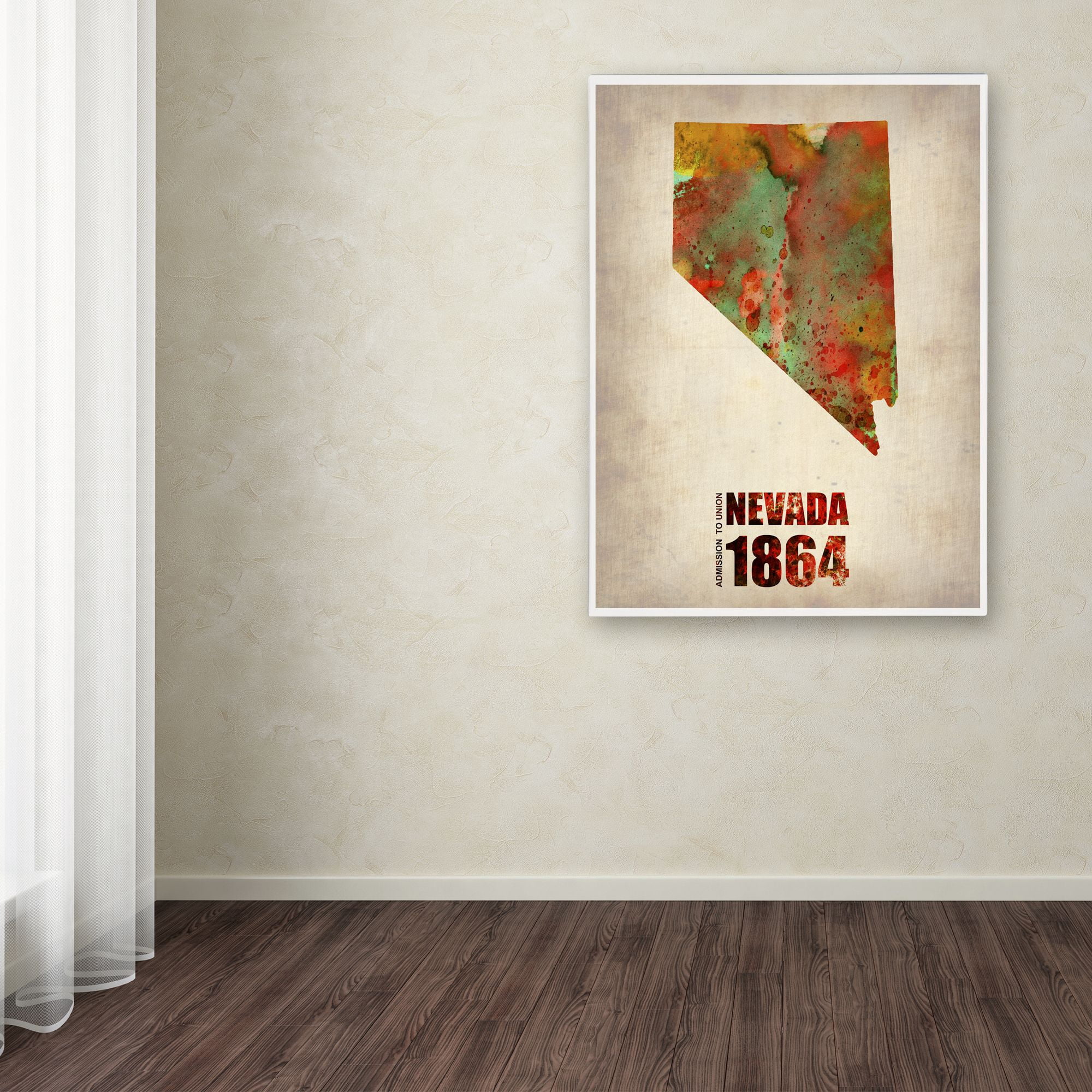 Trademark Fine Art "Nevada Watercolor Map" Canvas Art by Naxart