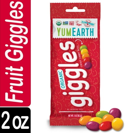 YumEarth Organic Giggles Candy, Gluten Free, Assorted Flavors, 2 oz Bag
