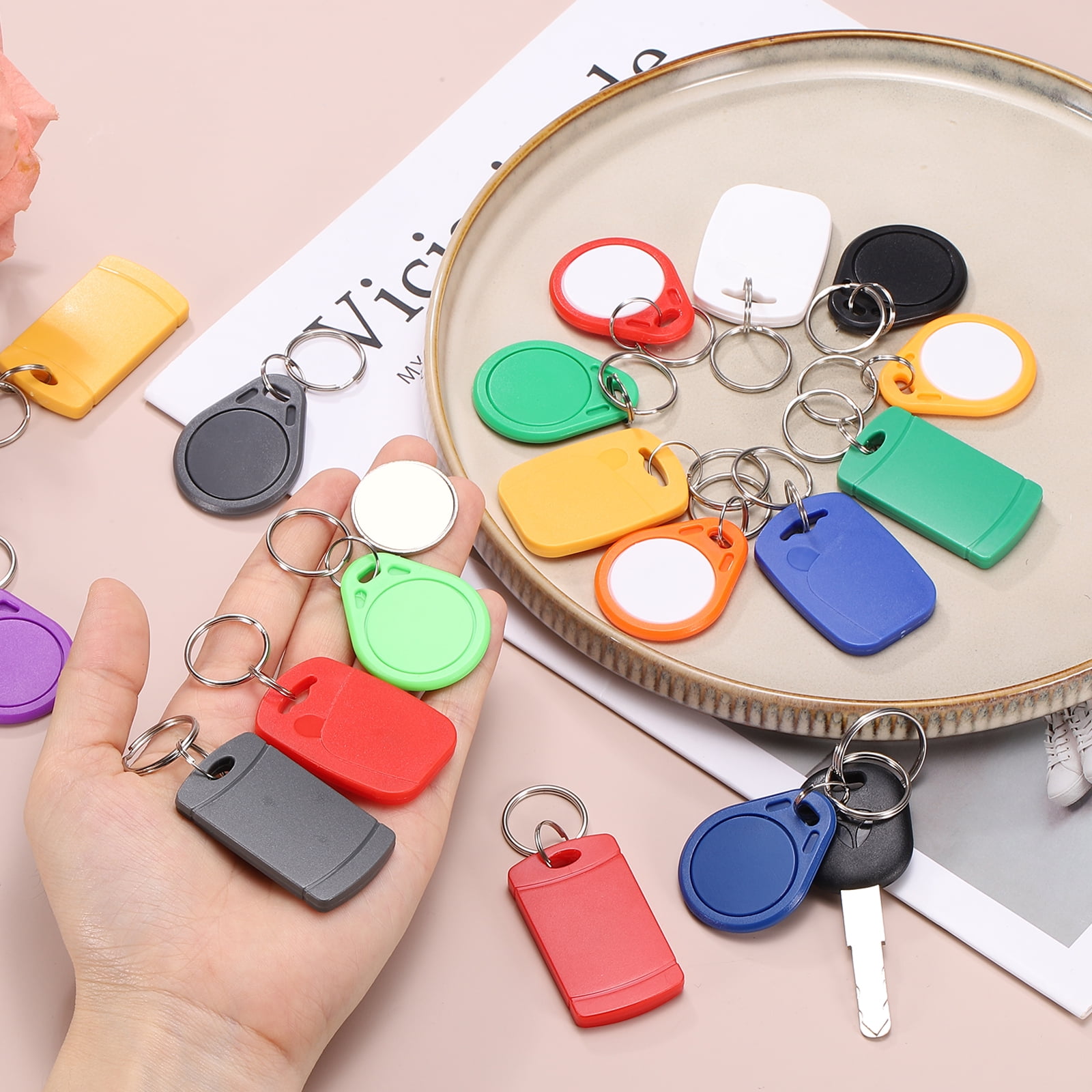 Uxcell 50 Pcs 13.56MHz UID Writable Rewritable Smart Key Fobs for Access, Black
