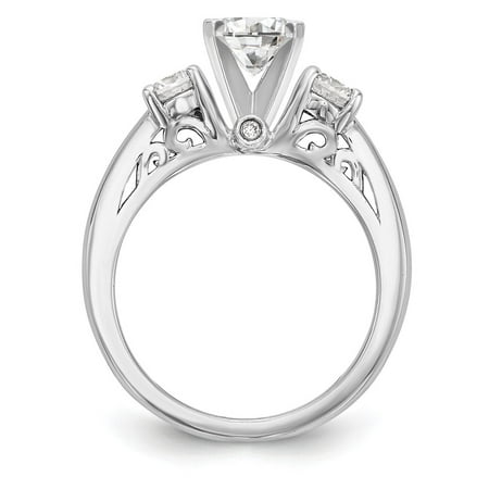 AA Jewels - Solid 14K White Gold Three Stone Diamond Side-Stones with ...