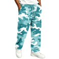 thumbnail image 3 of GrmtClth Mens Loose Fit Camo Cargo Trousers All Over Full Camo Graphic Multi Utility Pockets Drawstring Elastic Waist Street Casual Pants Blue XL, 3 of 8