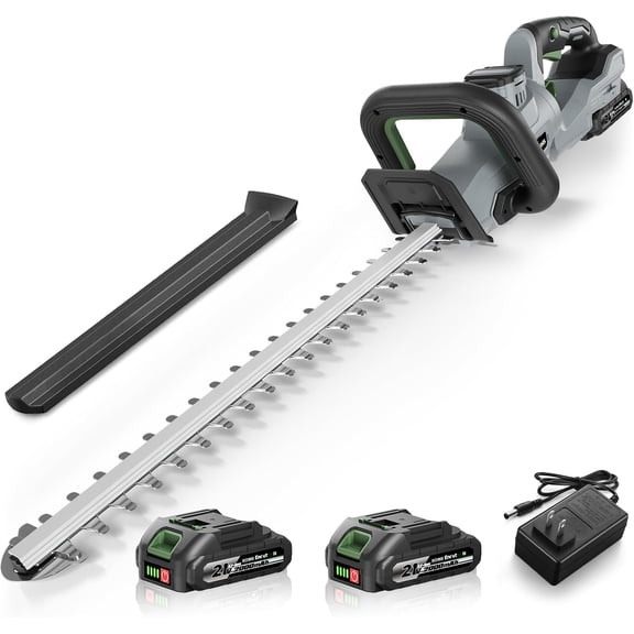 20 Inch Cordless Hedge Trimmer 21V Battery Powered Electric Hedge Trimmer 2700 SPM Bush Trimmer with 270° Rotating Handle 3/5" Cutting Capacity Dual 2.0Ah Batteries for Hedges and Shrubs ﻿
