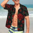 thumbnail image 7 of Pofeuu Roses Print Hawaiian Shirt for Men Sleeves Casual Button Down Summer Beach Dress Shirts T-Shirts,Large, 7 of 7