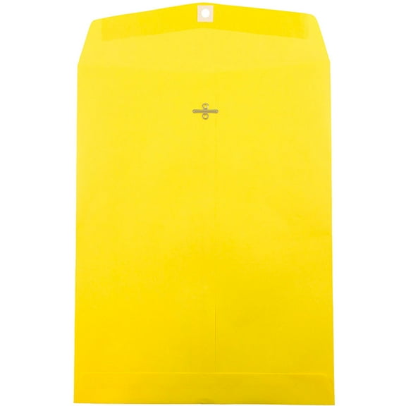 JAM Paper 10 x 13 Open End Catalog Colored Envelopes with Clasp Closure, Yellow Recycled, 10/Pack