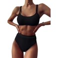 thumbnail image 1 of Women's Textured High Waisted Swimwear Bikini Set Bathing Suit, 1 of 4