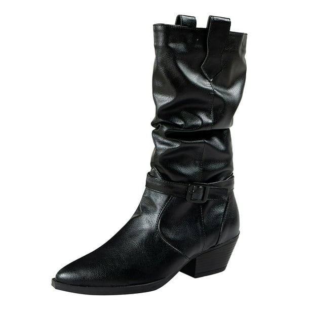 Black calf boots with heel deals