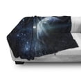 thumbnail image 3 of World Soft Flannel Fleece Throw Blanket, Mysterious Outer Space Cosmos Universe Nebula Exploration Fantasy Theme Image, Cozy Plush for Indoor and Outdoor Use, 70" x 90", Dark Blue White, by Ambesonne, 3 of 6
