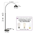 thumbnail image 3 of Dextrus Floor Lamp with Foot Switch, 61″Height Tall Arched Standing Lamp for Bedroom, Living Room, Office(Black), 3 of 6