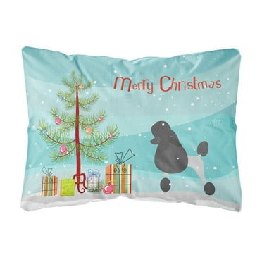 Carolines Treasures BB2957PW1216 Poodle Merry Christmas Tree Canvas Fabric Decorative Pillow, 12H x16W, multicolor