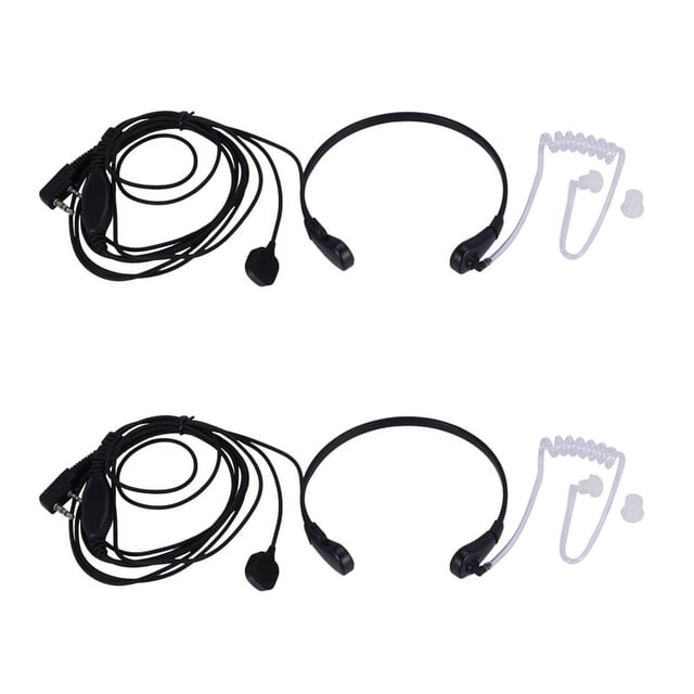 2X Micrófono de Garganta Vibración Auricular Auricular para Radio Bidireccional Baofeng Uv-5R Uv-82 Uv-B6 Bf-888S Auricular Walkie Talkie