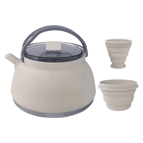 Portable Foldable Camping Kettle, Coffee Pot Foldable Silicone Kettle with Handle for Hiking, Travel and Outdoors