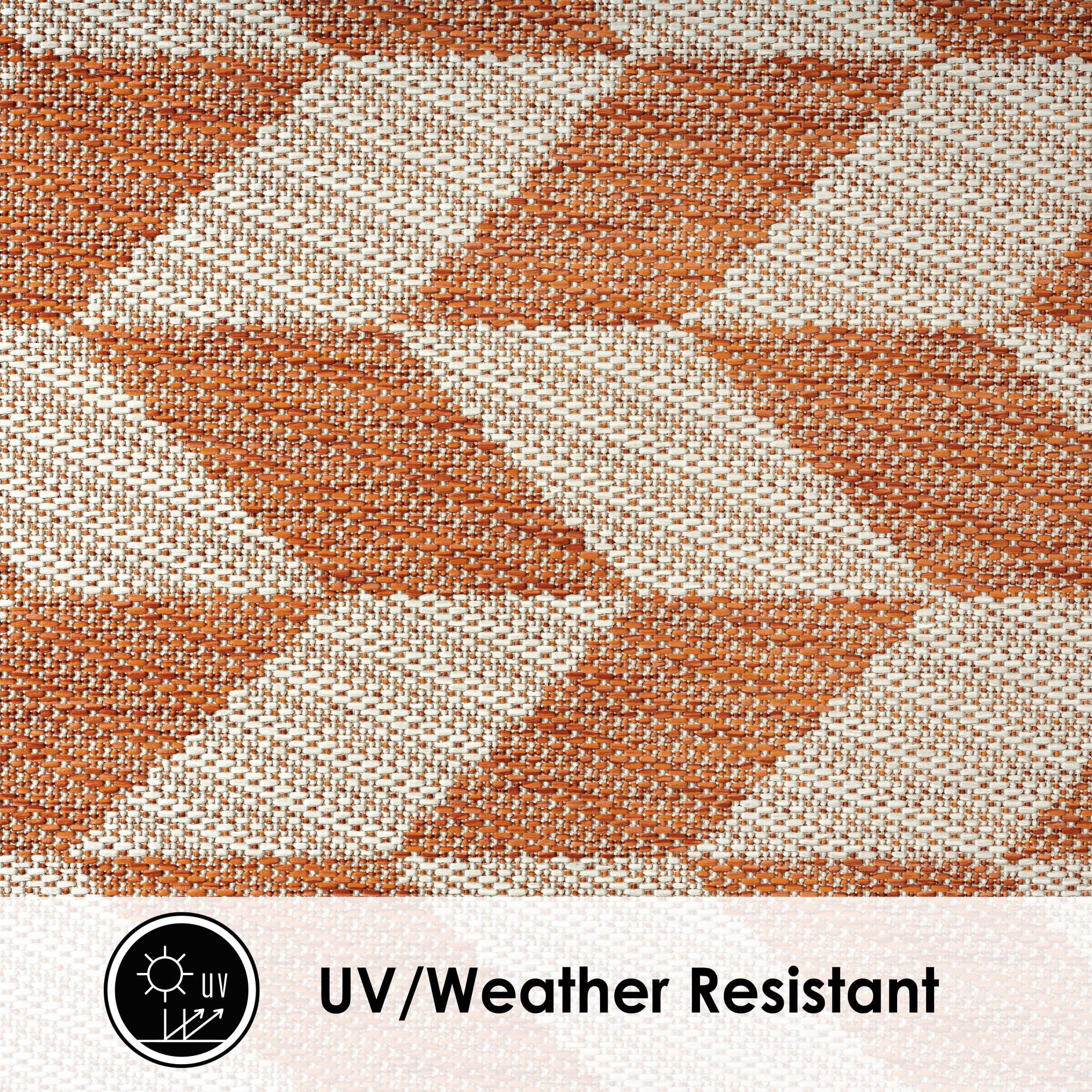 Nicole Miller New York Patio Country Calla Contemporary Herringbone Indoor/Outdoor Area Rug, Orange/Ivory , 7'9"x10'2"