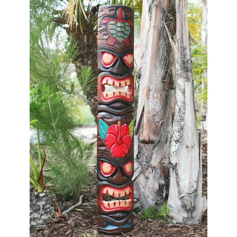 Backyard X-Scapes 40 in Tiki Mask Totem Turtle and Flower Outdoor