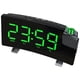 thumbnail image 2 of Radio reloj despertador con doble alarma, proyector de 180 degree, pantalla LED y radio FM de escritorio. Luz verde, 2 of 8