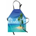 thumbnail image 1 of Island Apron Illustration of Desert Island with Exotic Tree and Skyline Paradise Rest, Unisex Kitchen Bib Apron with Adjustable Neck for Cooking Baking Gardening, Turquoise Cream Green, by Ambesonne, 1 of 4