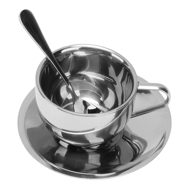 Fyearfly Ensemble de Tasses à café isolées, Ensemble de Tasses à café isolées de 180 ML en Acier Inoxydable 304 Tasses à Double paroi Tasse à thé avec Soucoupe cuillère