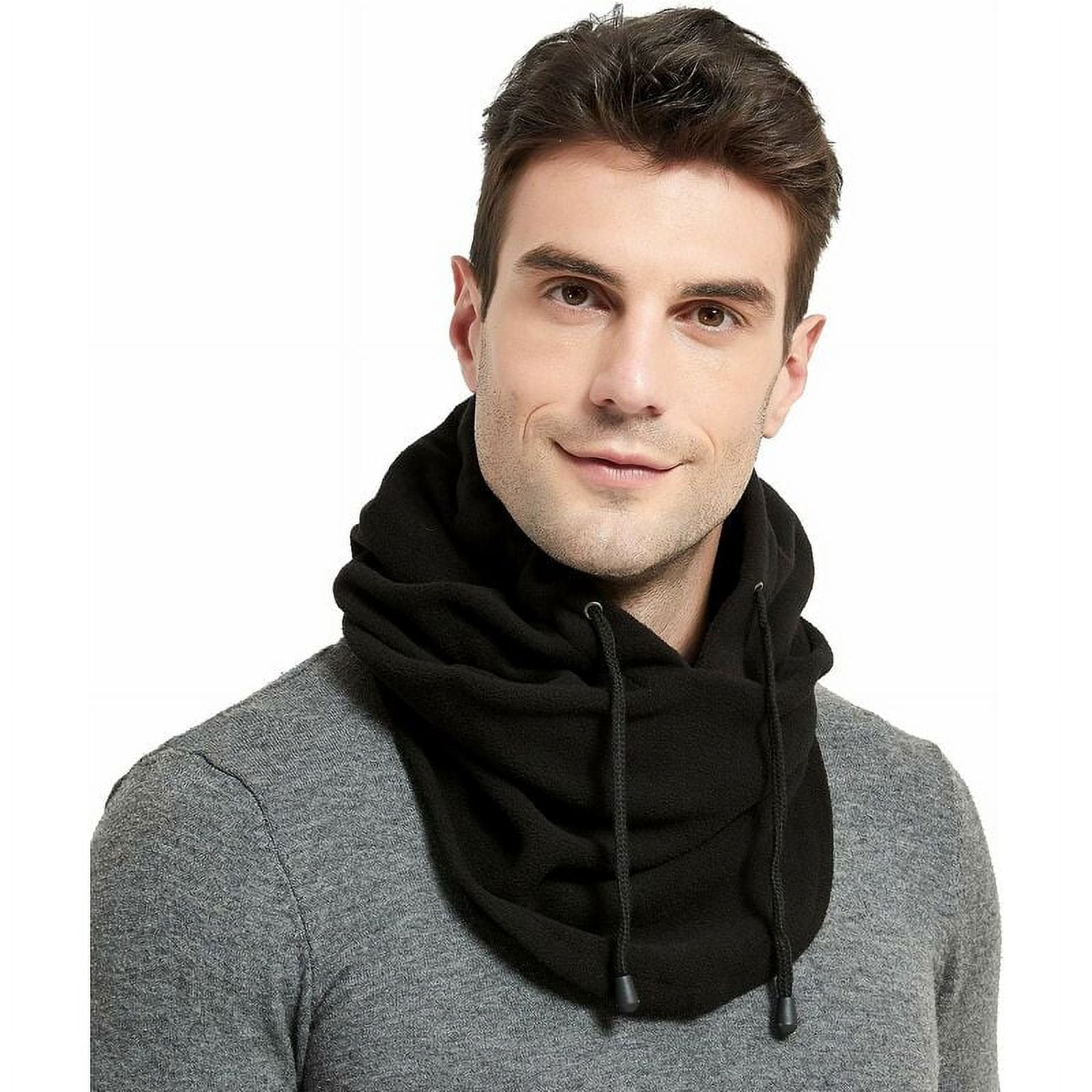 2 PCS Double Layer Scarf,Pink Polar Fleece Bonnet,Windproof and Warm Hood,Ski Mask,Snow Protector for Men and Women