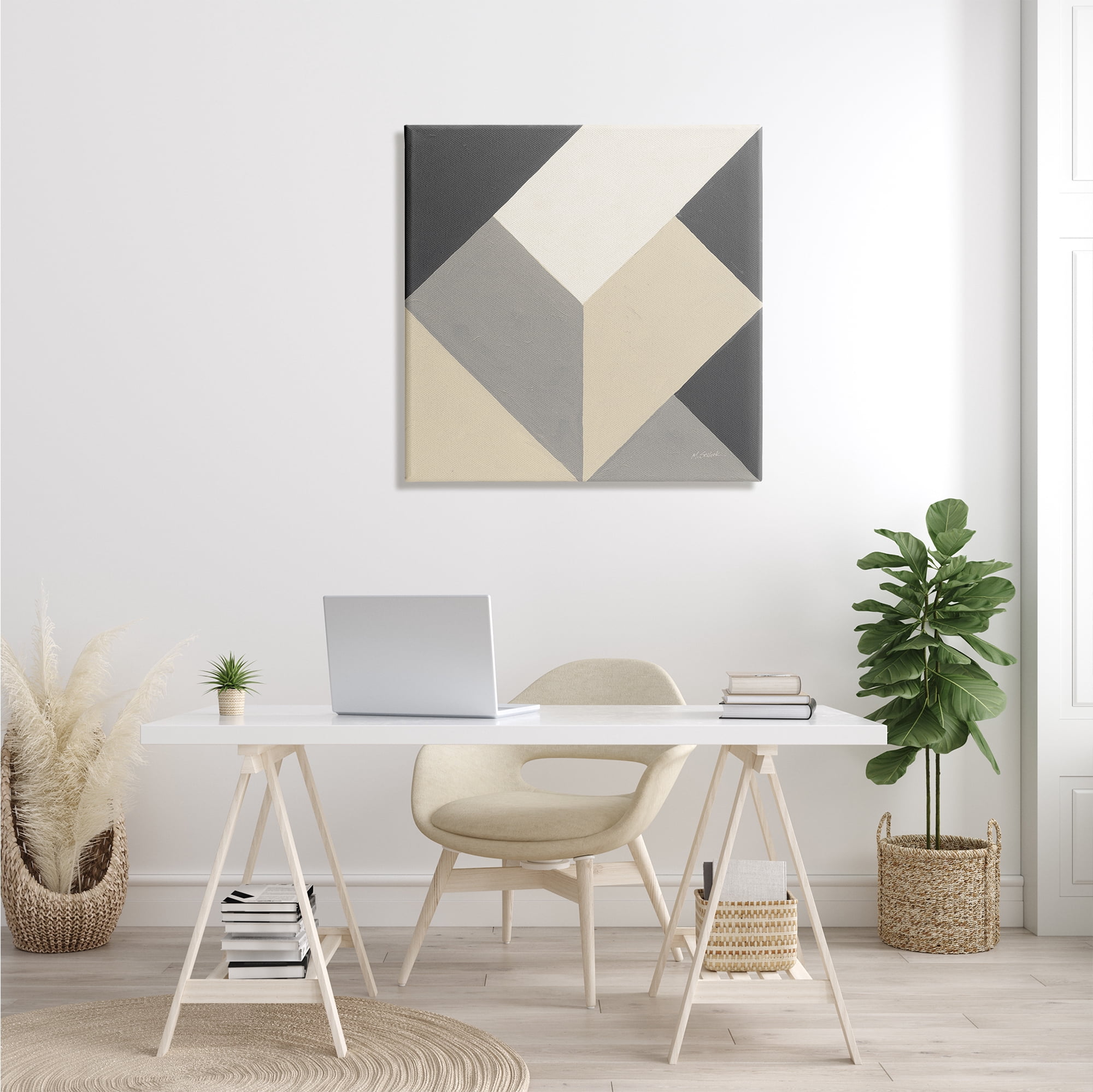 Stupell Industries Geometric Shape Arrangement Abstract Grey Beige Heart, 30 x 30, Design by Mike Schick