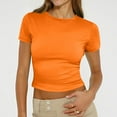 thumbnail image 2 of LISTHA Womens Crop Tops Short Sleeve Basic Summer Crew Neck Shirt Slim Fit Tight Workout Tees Orange 2XL, 2 of 7