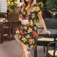 thumbnail image 3 of Disketp Colorful Maple Leaves para Vestido de Manga Corta para Mujeres, Vestidos de Verano para Mujeres, Casual y Holgado para la Playa, 3 of 6