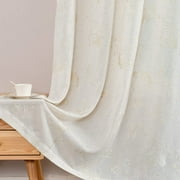 Curtainking Grommet Linen Curtains Light Filtering Drapes 50x84 inch for Living Room 2 Panels Beige