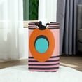 thumbnail image 6 of Yayeee Freestanding Laundry Hamper with Handle Collapsible Large Storage Basket for Clothes, Orange Circle, 6 of 7