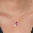 thumbnail image 3 of 925 Silver and 10K Yellow Gold Pure Pink Mystic Topaz Lab Grown Diamond and Pink Lab Grown Diamond Pendant for Women | 2.57 Cttw | Pear Shape 8X6MM | Oval 7X5MM | Round 5MM | with 18 inch Chain, 3 of 4