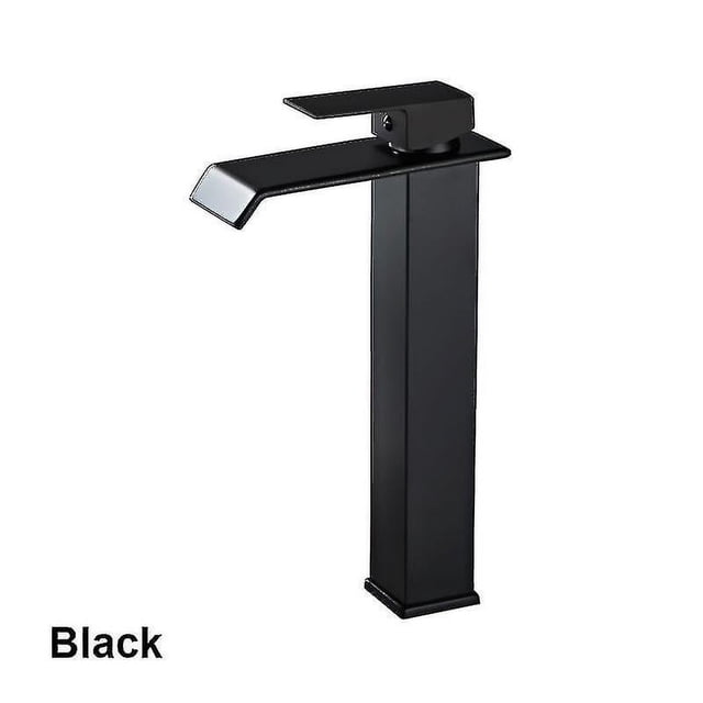 Grifo mezclador de baño negro y dorado de latón de alta calidad, grifo de lavabo alto de acero inoxidable en cascada
