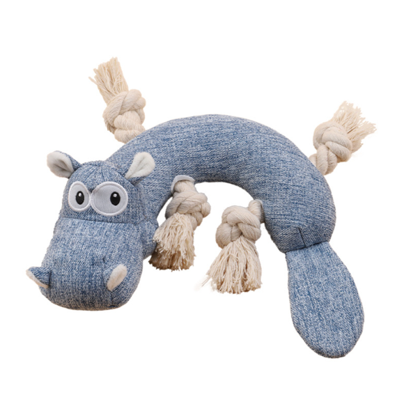Dog Toys for Aggressive Chewers, Plush Dog Toy Reducing Boredom,Squeaky Dog Toys with Crinkle Paper,Interactive Stuffed Dog Chew Toys for Puppy,Small,Middle Dogs (Hippo)