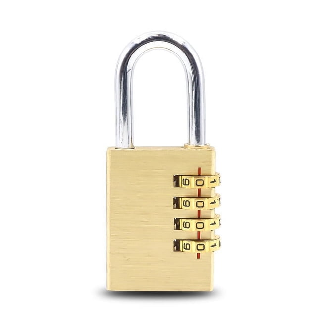1 Candado de combinación de latón macizo CS Candado de 4 dígitos de cobre para interior y exterior Candado de combinación reiniciable de fundición a presión inoxidable