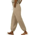 thumbnail image 4 of Brown Linen Pants Women's Linen Wide Leg Pants Casual Loose High Waist Beach Haren Pants Pockets Pants for Women, 4 of 6