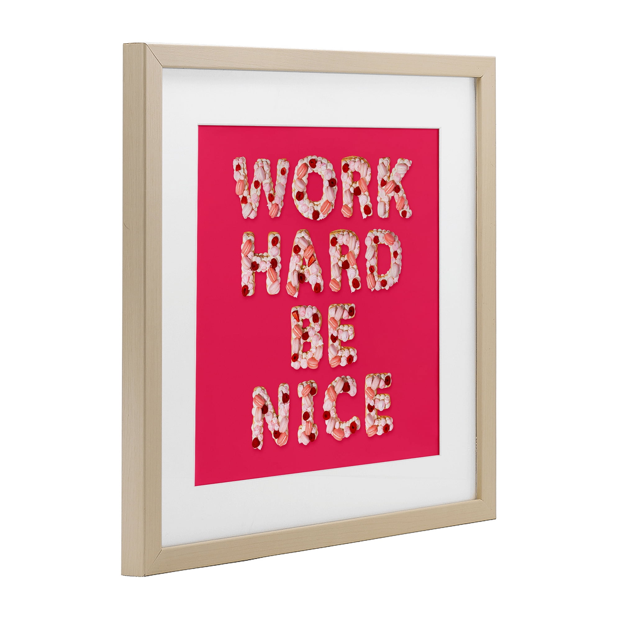 Work Hard Be Nice Birch Framed Print Under Glass, design by LISH Creative