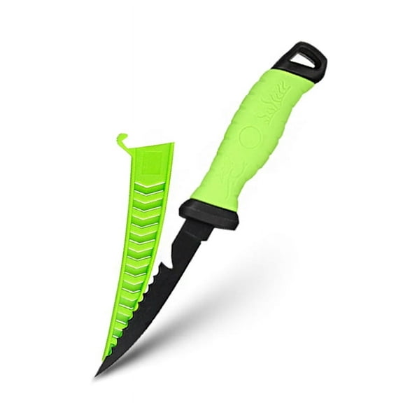 5-inch Fish Knife Fixed-Blade High Carbon Steel Fillet Bait Knife Curved Boning Knife with Cover Saver Lock Fishing Knife