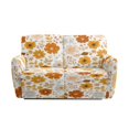 thumbnail image 4 of Xoenoiee Orange Yellow Flowers Print Reclining Loveseat Cover, 6 Piece Polyester Fabric Stretch Loveseat Reclining Sofa Covers, Washable Furniture Protector with Elastic Bottom, 4 of 6