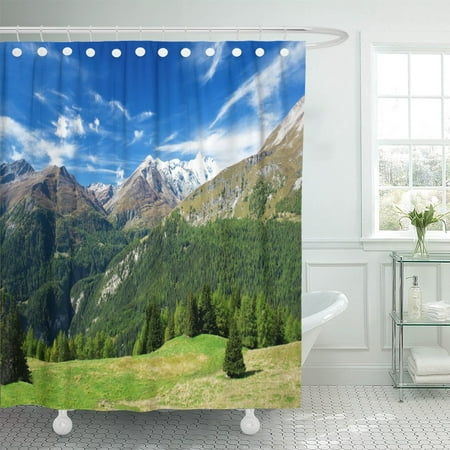 PKNMT Blue Mountain Beautiful View of The Austrian Alps Austria Polyester Shower Curtain 60x72
